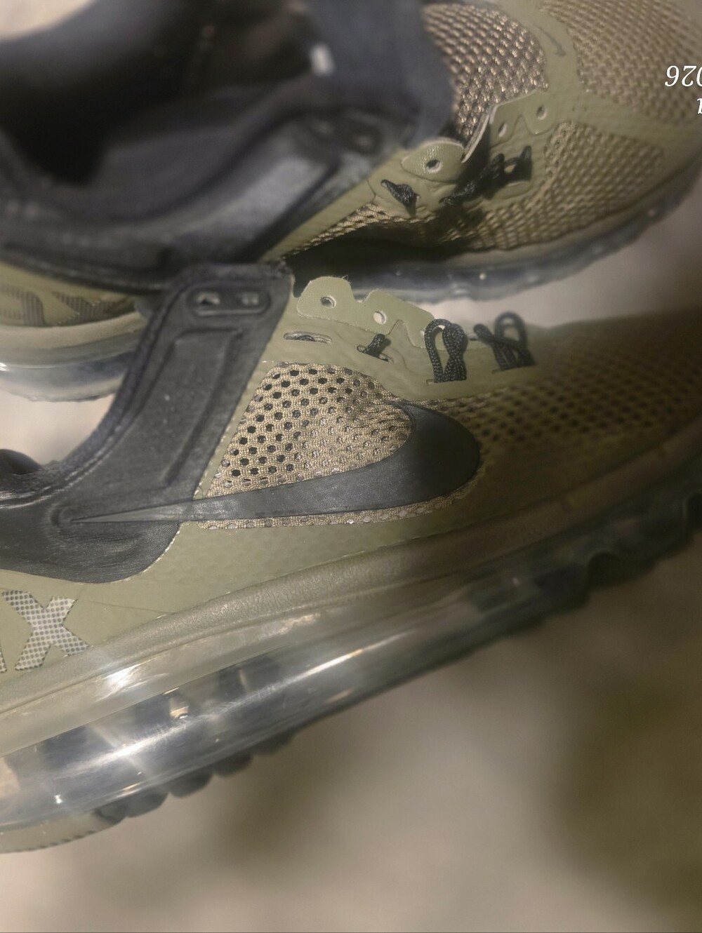 Nike Kids Olive Green and Black Air Cushion Sneakers